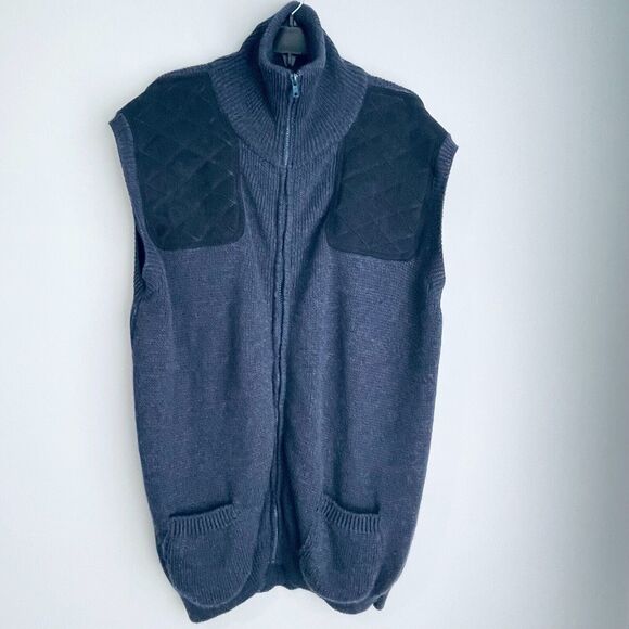 McCulley's Pure Merino Wool Vest No Size Tag (XL or XXL?) Navy Full Zip Scotland - Picture 1 of 11